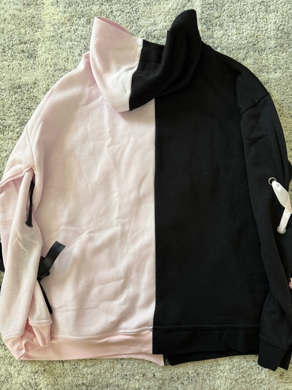 Sanrio Kuromi & My Melody Split Zip Hoodie - Black & Light Pink - Picture 2 of 2